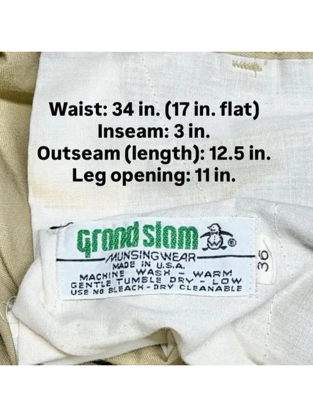 Vintage 60s 70s Munsingwear Grand Slam Shorts Mens 34 Made In USA Talon Zipper
